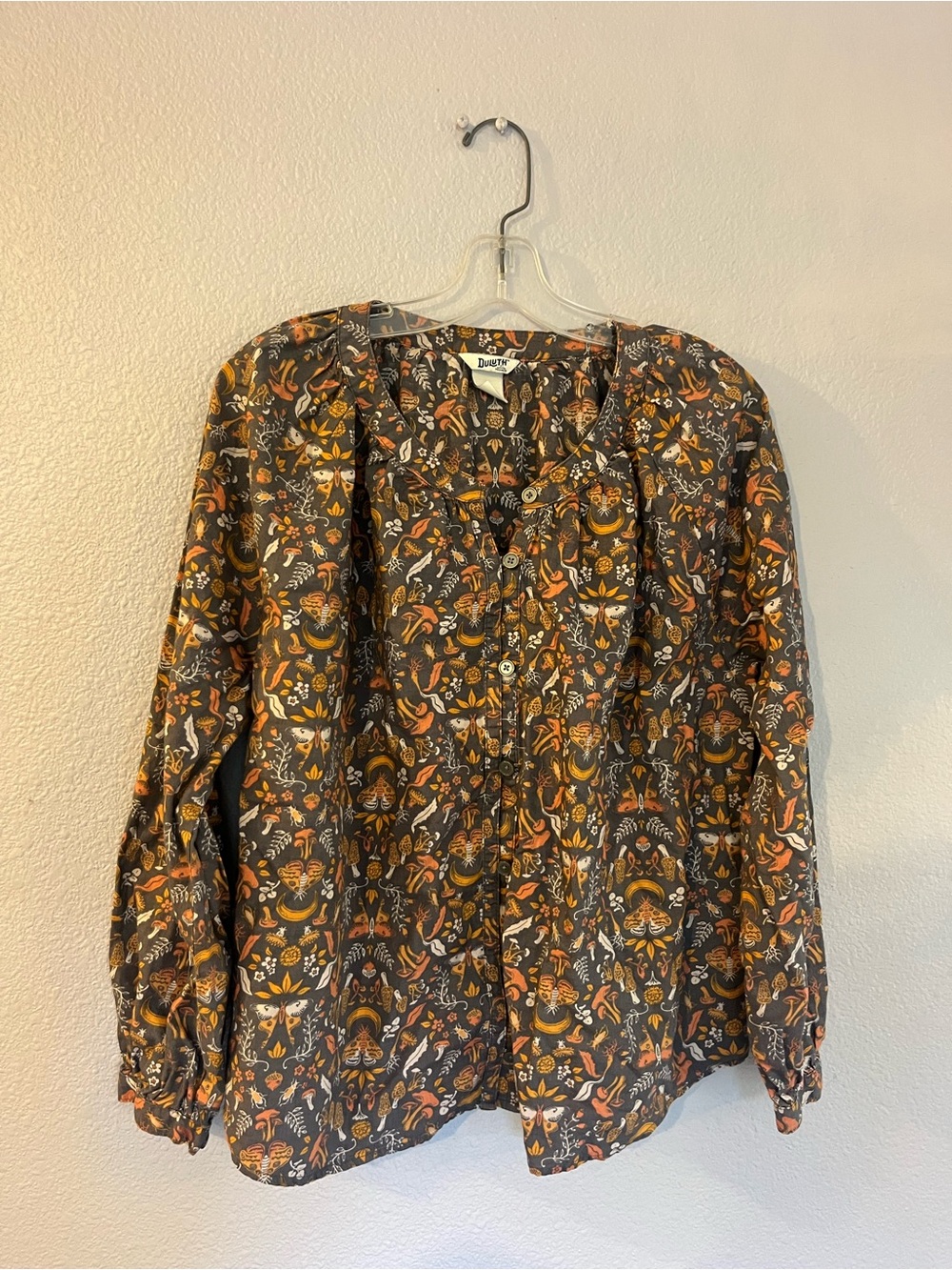 Duluth trading Co. Floral Button-Front Long-Sleeve Top